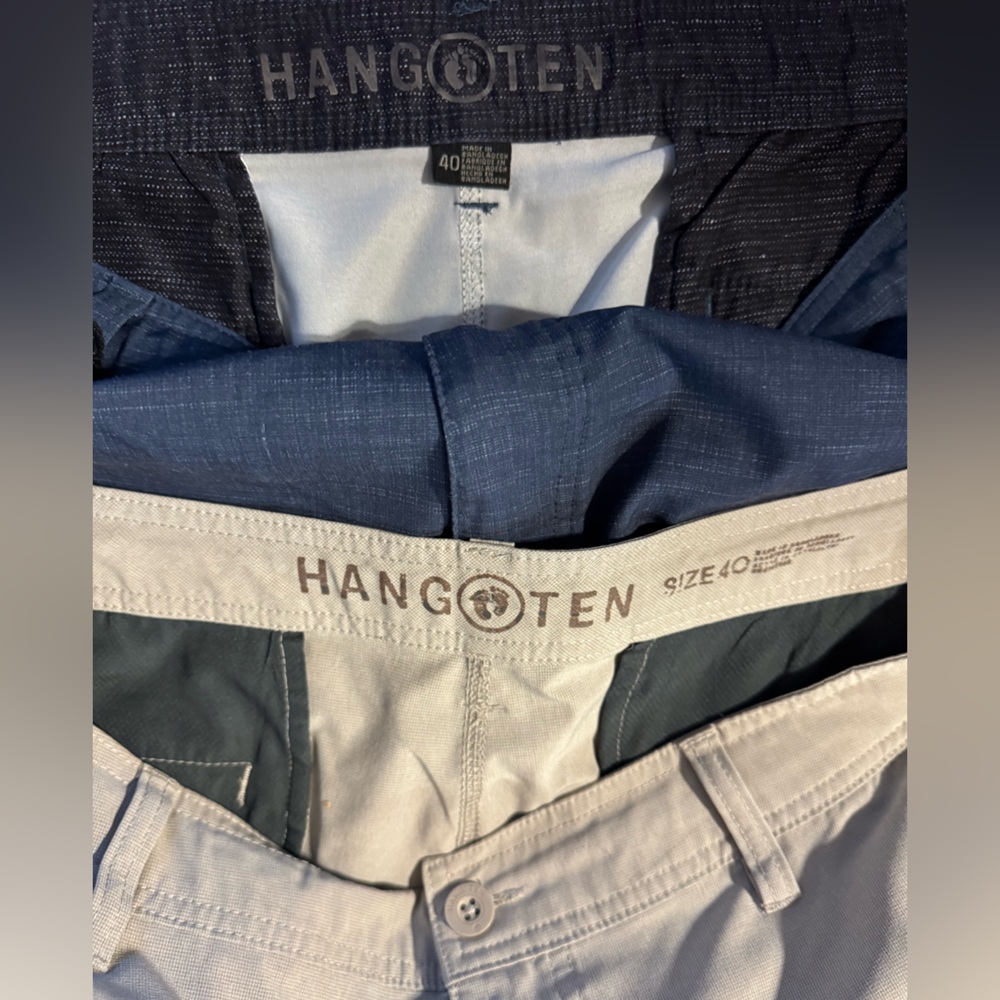 4 Pair Hang Ten Men's Everyday Hybrid Shorts in Black, Gray, Navy, and Khaki - Picture 5 of 13